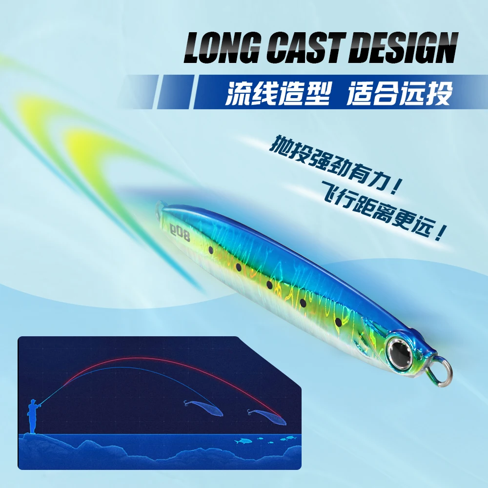 JIGGINGPRO 35g 45g 60g 80g 100g Coltsniper plantillas de Metal Japón señuelo de Jigging de fundición larga señuelo de pesca de mar - imagen 3