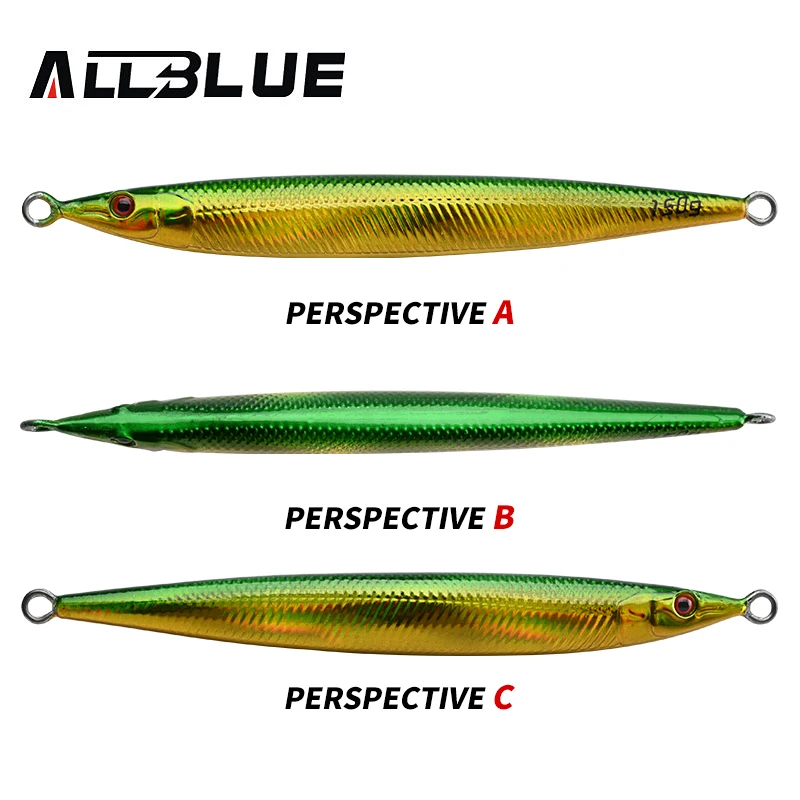 ALLBLUE-anzuelo de Metal Artificial para pesca, cebo de 150g, cuchara de Jigging rápida, aparejos de agua salada superduros - imagen 3