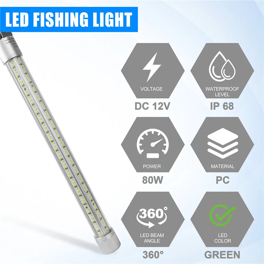 Luz LED sumergible 80W para pesca nocturna de profundidad - imagen 4