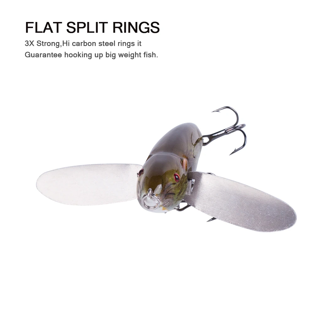 Hanlin-señuelo Topwater de 8cm y 14g, cebo de rata, alas de hoja de Metal, cuerpo duro, Wobblers, Señuelos de Pesca de ratón, pececillo, Lucio, aparejos - imagen 5