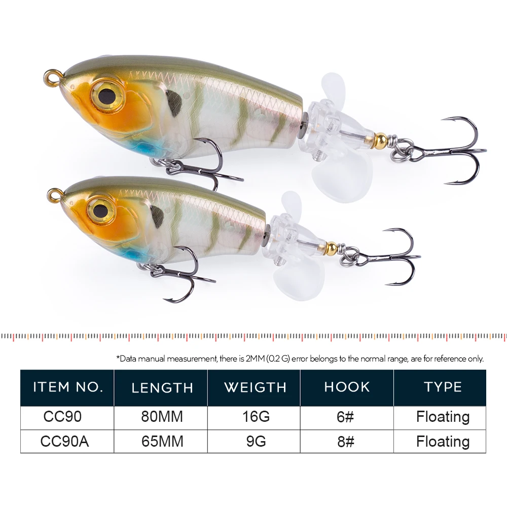 Hanlin-señuelo Popper Artificial de plástico duro, cebo de pesca de cola giratoria suave, aparejos de lubina de doble tornillo, 9G/16G - imagen 2