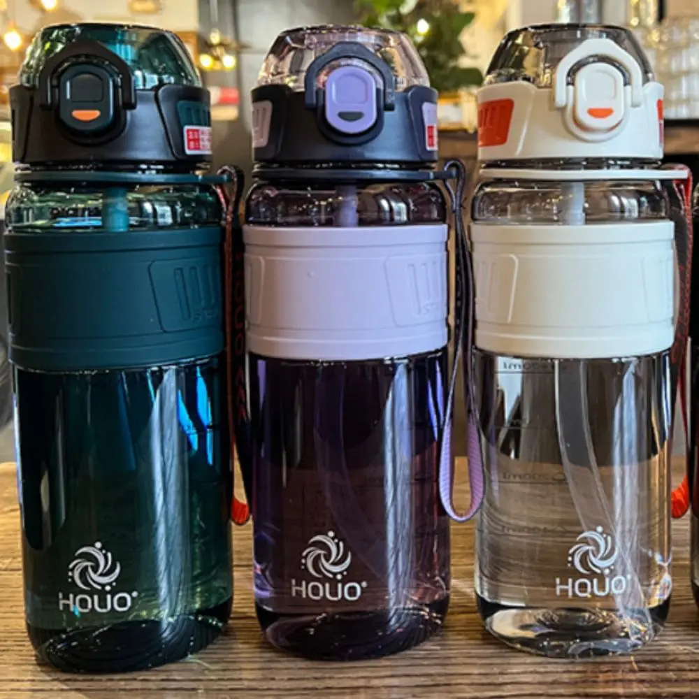Botella de agua deportiva de 1 litro para PC, pajita retráctil a prueba de fugas, vaso de plástico colorido, portavasos de silicona resistente a caídas - imagen 4