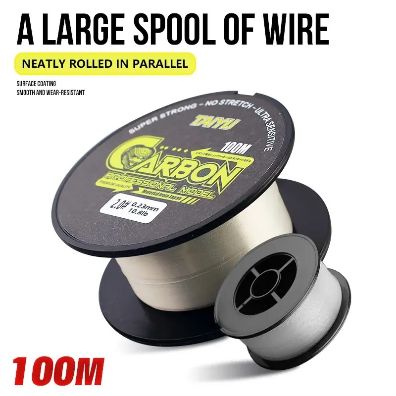 TAIYU-línea de pesca de carbono estándar de 100M, hilo líder de fibra de carbono, 4LB-33LB, 0,14mm-0,47mm, para carpa - imagen 5