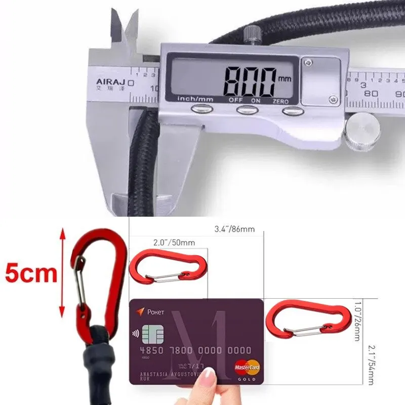 1 Juego de ganchos de mosquetón de cuerda con correa elástica, cuerda elástica resistente para Kayak, ciclismo, equipaje, cuerdas de embalaje, accesorios para acampar - imagen 5