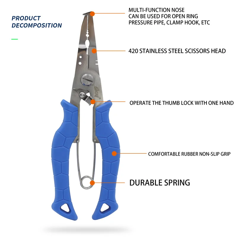 Alicates de pesca potentes, línea de pesca de corte multifuncional, Extractor de anzuelos de Control de peces, herramientas de pesca profesionales, 1 ud. - imagen 4