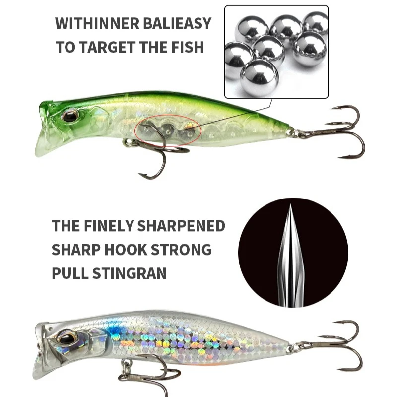 Señuelos de pesca Popper de superficie de 80mm y 12,6g, cebo Artificial de fundición larga, lápiz Topwater, Swimbait, Wobblers, harlino, lubina, Lucio - imagen 5