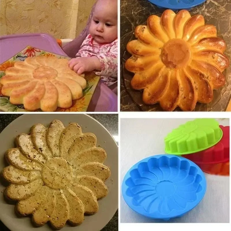 Bandeja para hornear con forma de pétalo de torbellino de silicona, molde de pastel de silicona, utensilios para hornear pasteles de girasol, bandeja de sartén 3D, suministro para fiestas DIY - imagen 4
