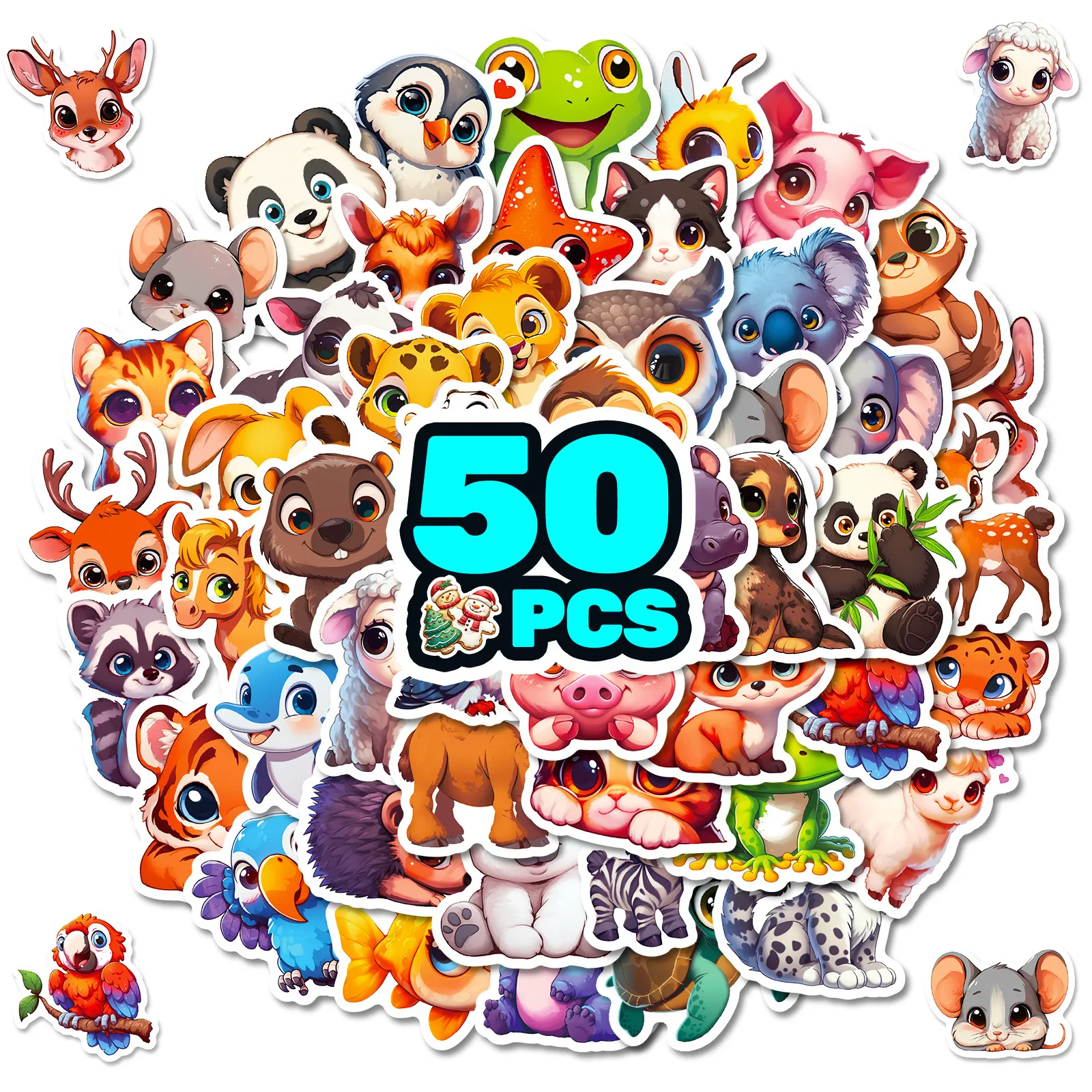 50 Uds. De pegatinas de grafiti de dibujos animados de animales de ojos grandes, bricolaje, teléfono, guitarra, portátil, maleta, pegatina impermeable, juguetes para niños, regalos