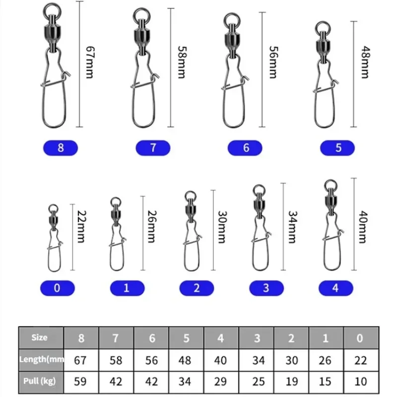 Broches giratorios con rodamiento – Conectores a presión para pesca - imagen 2
