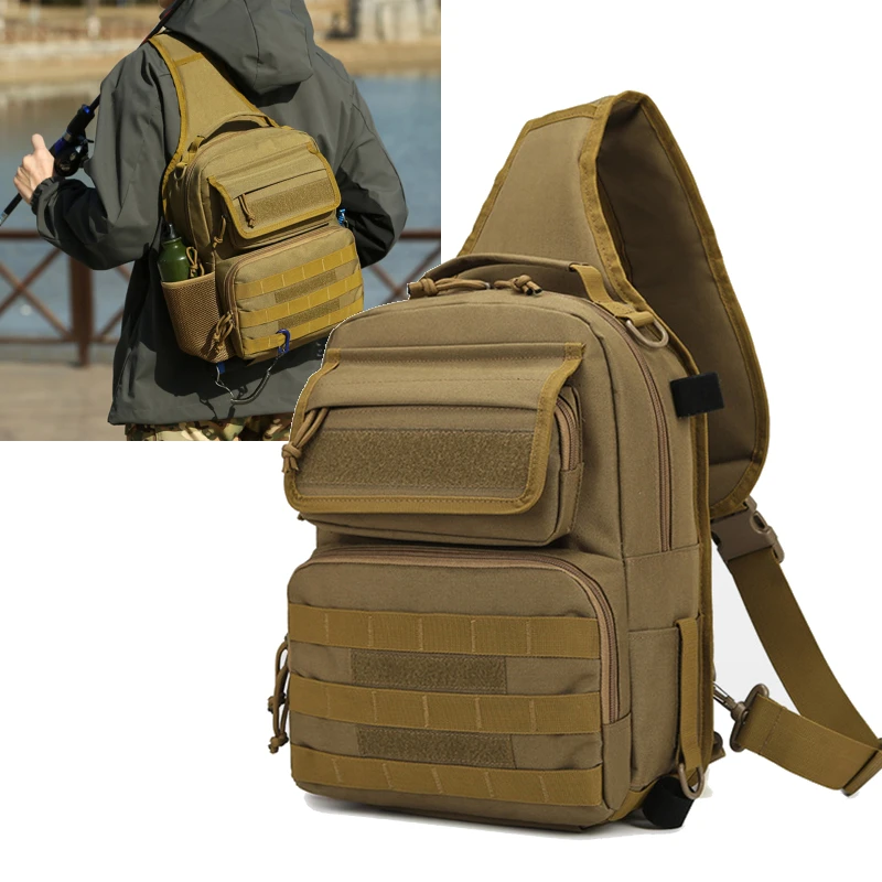 Bolsa de pecho de pesca táctica con señuelo, gran almacenamiento, escalada al aire libre, Camping, caza, bolsos de hombro Molle, Mochila deportiva portátil para hombres