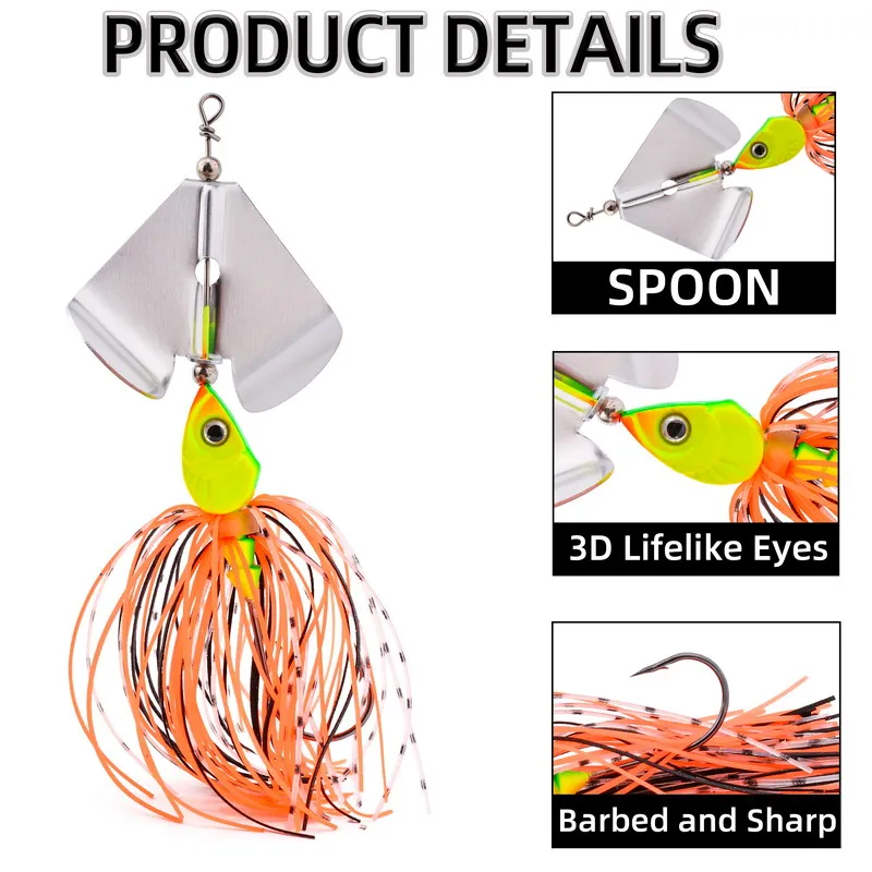 Juego de cebo giratorio de pesca de colores variados, plantilla de falda con hoja en forma de corazón para lubina, trucha, salmón, 10g, 14g, 10 Uds. - imagen 5