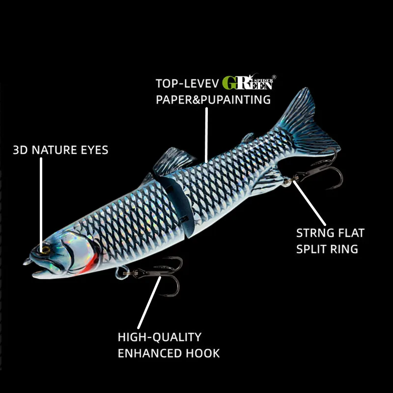 GREENSPIDER-señuelo de pesca de hundimiento lento, cebo articulado de 2 segmentos, Swimbait, 2022mm, 50g, 6 colores, novedad de 160 - imagen 5