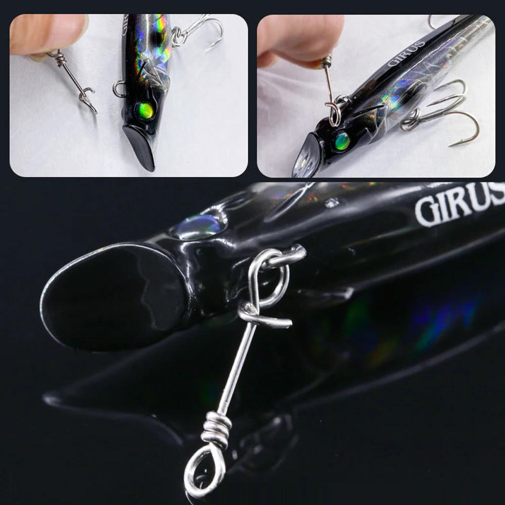 DNDYUJU 50-100X fortalece el acero inoxidable bloqueo rápido abrazadera de resorte hebilla señuelo conector de aparejos de caída para accesorios de pesca - imagen 4