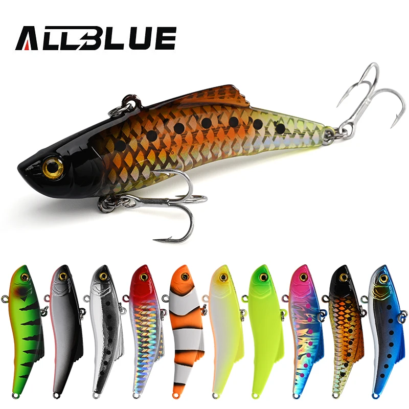 ALLBLUE-señuelo de pesca silencioso que se hunde, Wobbler sólido duro de plástico, vibración, trucha, lubina, Lucio, cebo de hielo Artificial de invierno, 8g, 18g - imagen 4