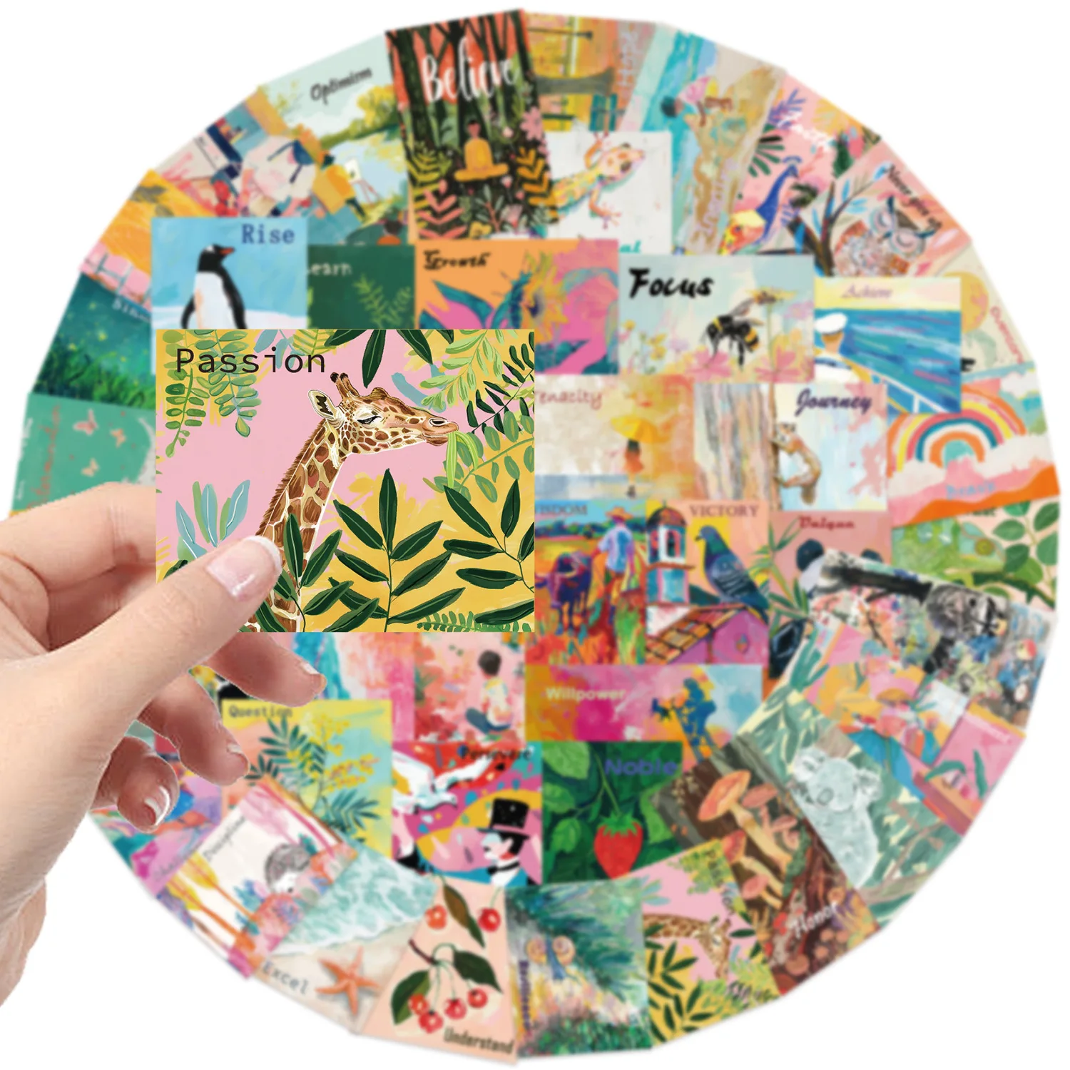 50 Uds. Póster artístico de acuarela, pegatinas estéticas para teléfono, guitarra, portátil, maleta, botella de agua, pegatinas impermeables, juguetes - imagen 4