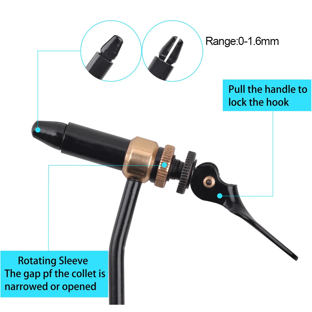 Herramienta de tornillo de banco giratorio para atado de moscas, gancho de pesca de sujeción de seguridad, abrazadera en C, mandíbulas de acero endurecido, anilla para moscas, equipo de fabricación de señuelos de pesca - imagen 3