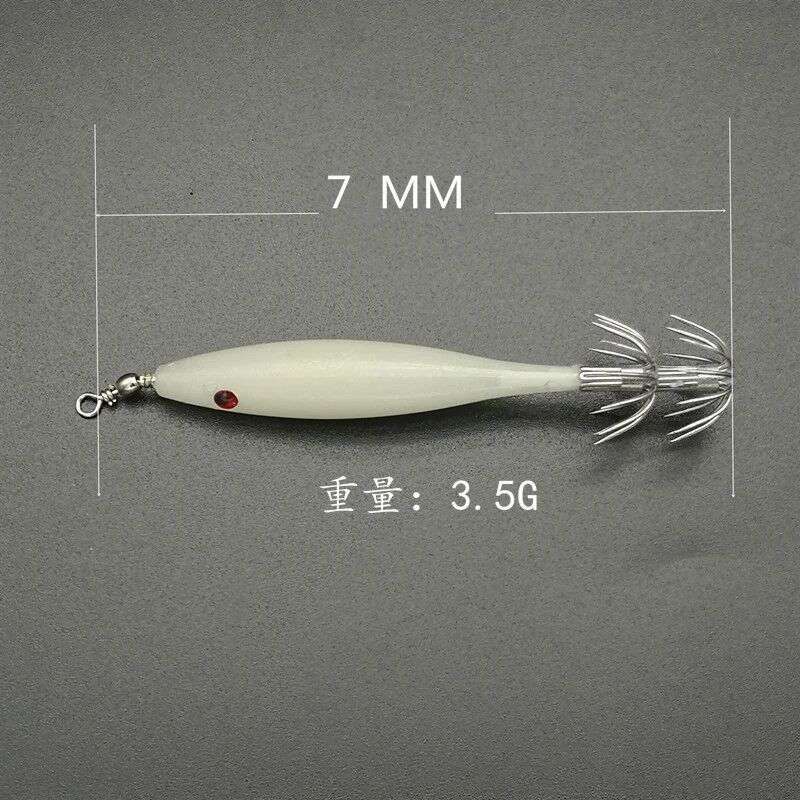 5 unids/bolsa anzuelo luminoso de calamar 7cm anzuelo de calamar brillante anzuelo de pesca de sepia pequeño Señuelos de Pesca de Mar cebo de pesca - imagen 2