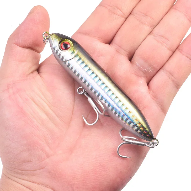 Señuelo de pesca con lápiz Topwater, 9cm, 12g, Wobblers, sonajero, caminar para lubina, bagre, aparejos de pesca, cebo duro Artificial, 1 ud.