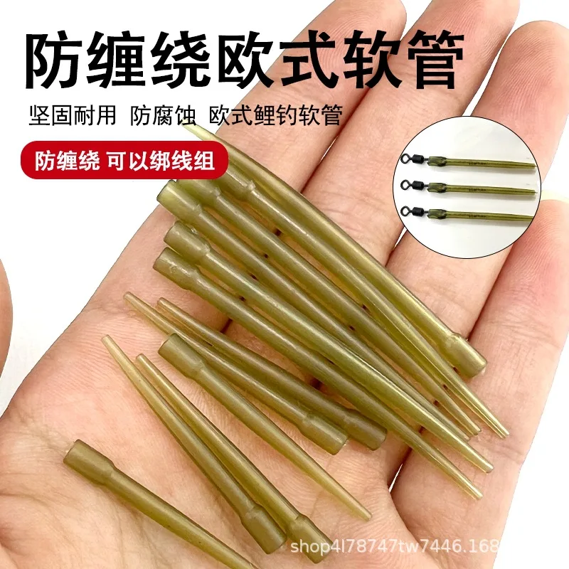 20 piezas tubo de punta de pesca, inserto de plomo en línea, Clips de plomo de pesca duraderos de goma, aparejos de extremo de tubo de pesca fáciles de operar - imagen 2