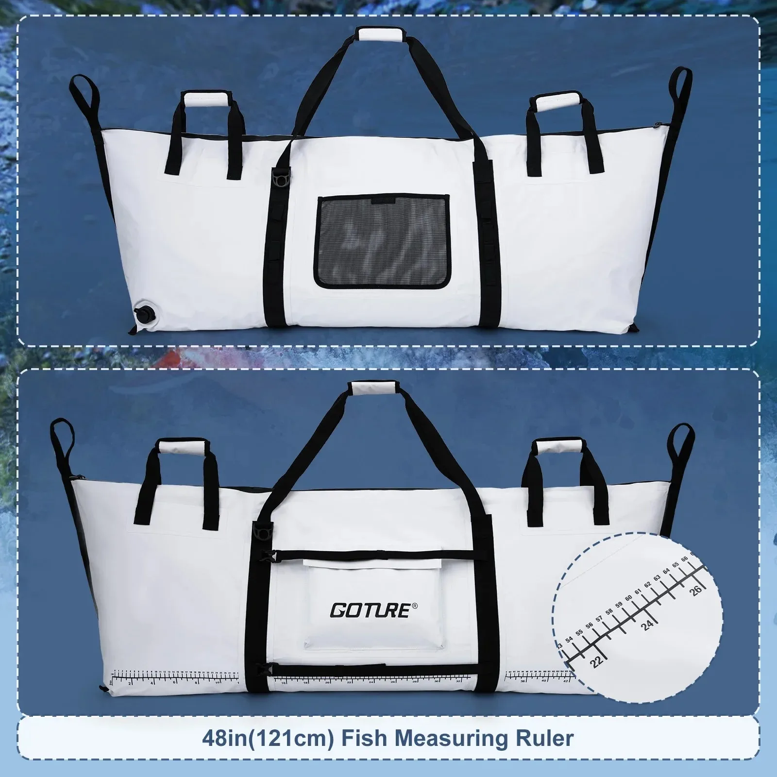 Nevera de pesca Goture impermeable PVC 500D con regla medición - imagen 3