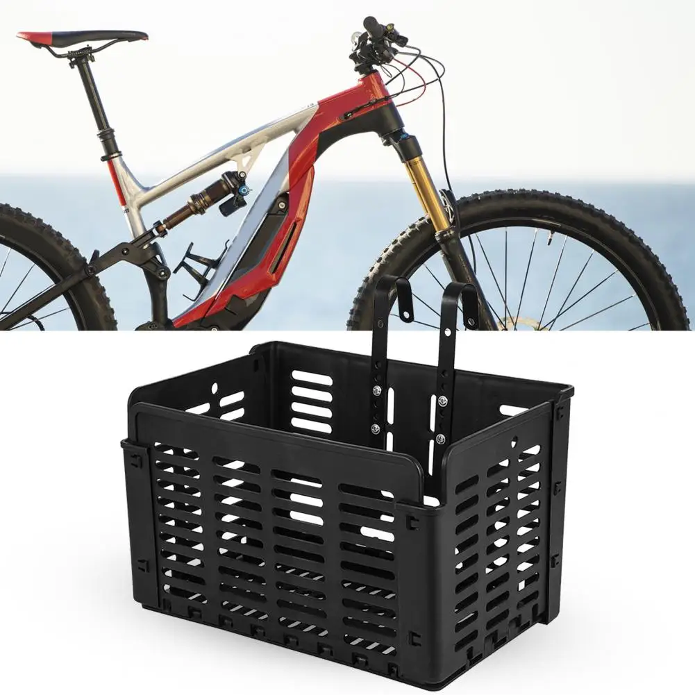 Cesta con gancho para bicicleta, manillar frontal negro, cesta plegable para bicicleta, cesta colgante desmontable, suministros para bicicleta - imagen 2