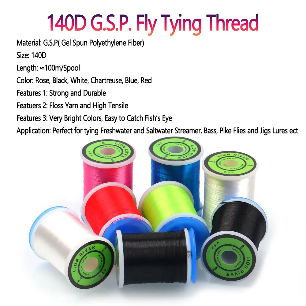 10D 20D 30D 50D 100D 75D 140D 200D GSP atado de moscas hilo de polietileno línea de atado de alta resistencia para mosca de Streamer de Lucio húmedo seco - imagen 5
