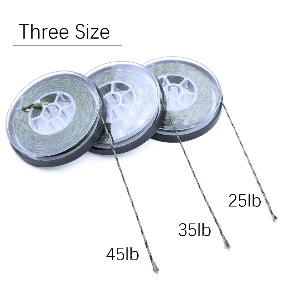 Línea de pesca de carpa de 10m Leadcore Leader Hooklink, línea trenzada de hundimiento de 12 hebras, alambre de aparejo de pelo verde de camuflaje para accesorios de carpa - imagen 5