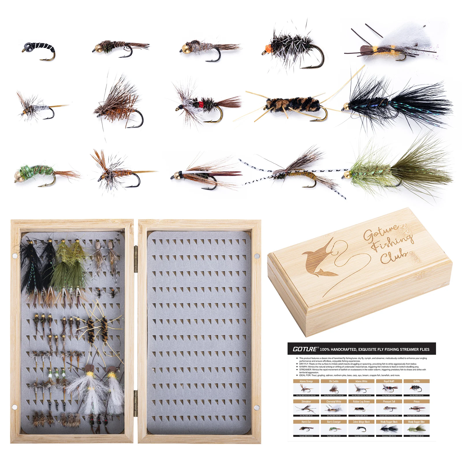 Goture Kit de moscas de pesca – Secas, húmedas, ninfas y serpentinas - imagen 3