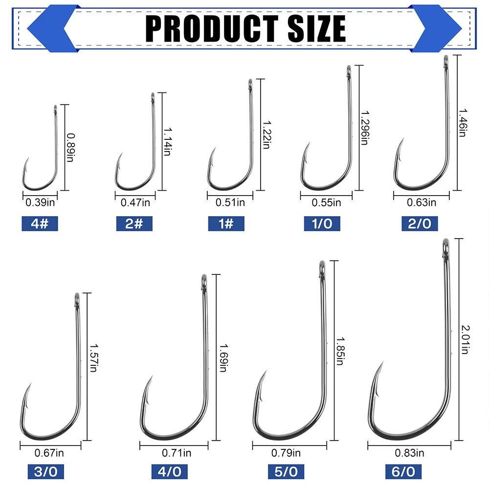 50 Uds Baitholder anzuelos de pesca con púas de vástago largo, ganchos de soporte para cebo, anzuelos compensados de acero rico en carbono, agua salada y agua dulce - imagen 2