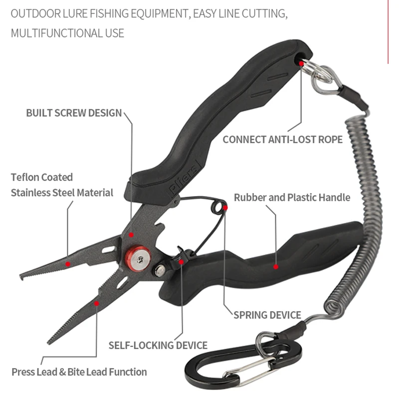 Alicates de pesca cortador de alambre de acero inoxidable para cortar anzuelos cortadores de trenza alicates de prensado removedor de anzuelos equipo de pesca - imagen 2
