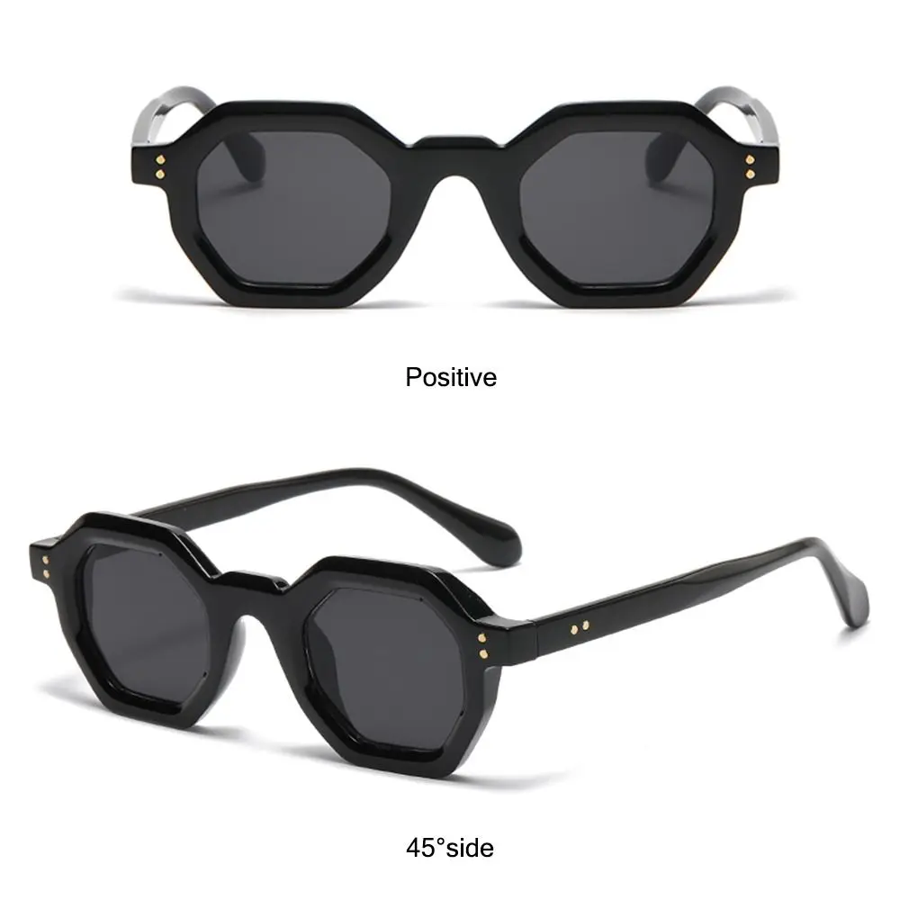 Gafas de sol cuadradas poligonales Vintage para mujer, gafas de sol pequeñas con remaches para exteriores, protección UV400, gafas deportivas Unisex - imagen 3