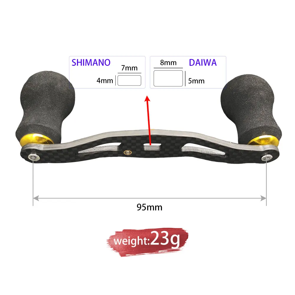 Mango de carrete de pesca de fundición de cebo, mango fuerte de fibra de carbono, perilla suave de EVA, pieza de repuesto de carrete de fundición de cebo para DAIWA/SHIMANO - imagen 2
