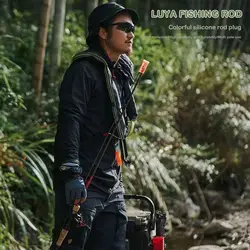 Caña de pescar de gel de sílice, funda protectora con mango, parte inferior de varilla S M L, anillo fijo, desodorante, Protector inferior de caña de pescar