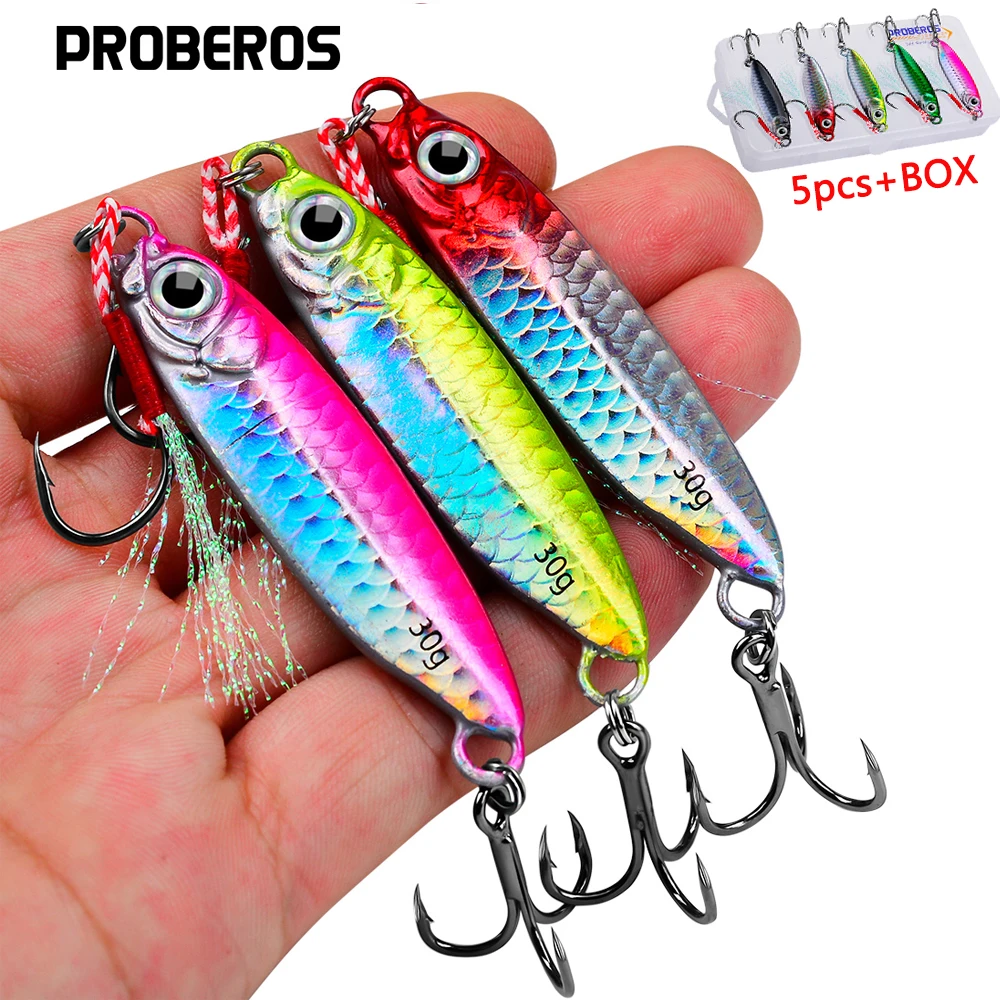 PROBEORS-señuelo de pesca de plantilla de Metal, caja con cebo de 7g/10g/15g/20g/25g/30g, atractor de trucha, perfecto para aventuras de pesca en el mar, 5 piezas - imagen 4