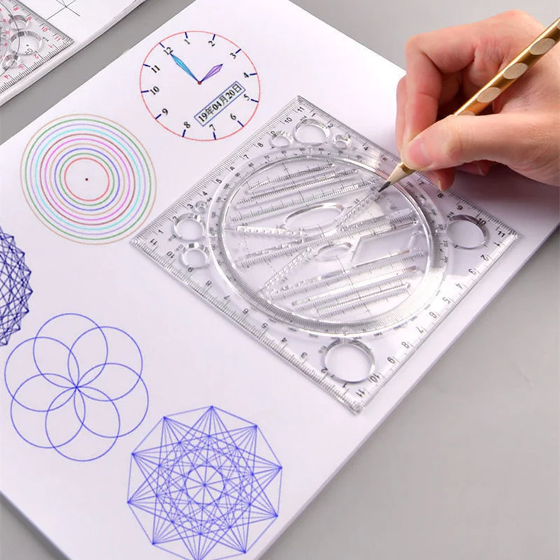 Plantilla de dibujo multifuncional, herramienta de medición, diseño de arte, arquitectura de construcción, estéreo, geometría, elipse, escala de dibujo - imagen 2