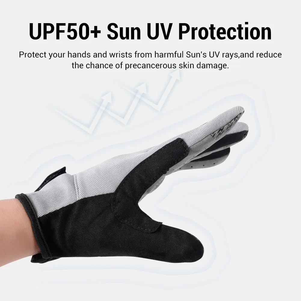 Noeby guantes de pesca UPF50 + protección solar UV de secado rápido antideslizante al aire libre kayak ciclismo pesca protección guantes deportivos - imagen 5