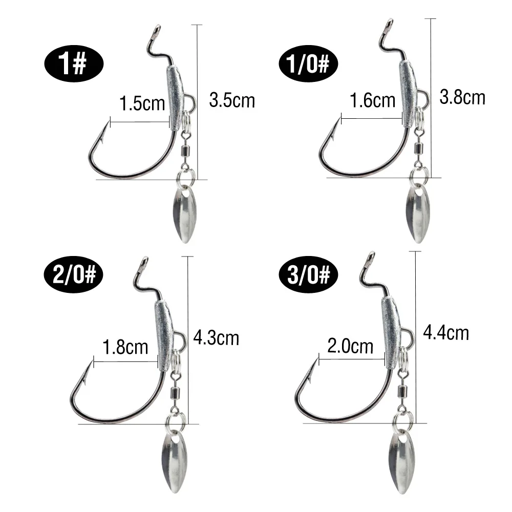 Anzuelo de pesca 2G 2,5G 3G anzuelos de pesca Jig Head 10 unids/lote con pasador de bloqueo giratorio para cebo de pesca suave de anzuelos de acero al carbono - imagen 3