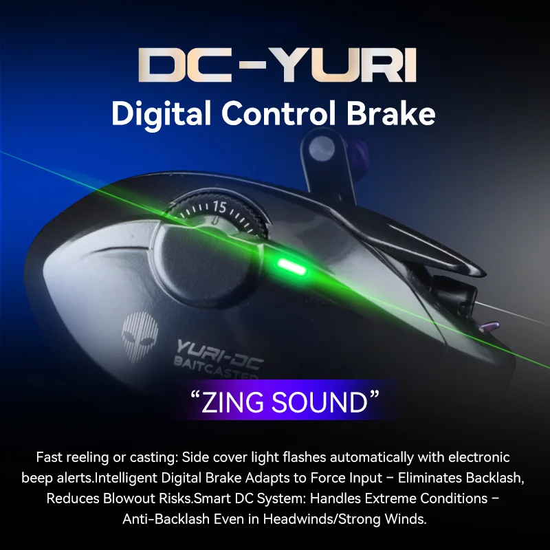 Carrete de Baitcasting Mavllos YURI-DC relación 7,1: 1 5 + 1 rodamientos marco de carbono carrete de Baitcaster 5KG luz de fuerza de freno carretes de fundición BFS - imagen 4