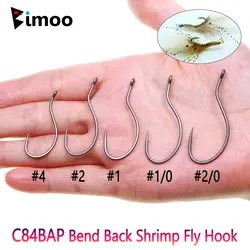 C84BAP Anzuelos de mosca camarón espalda curva fuerte 2X ninfas mar