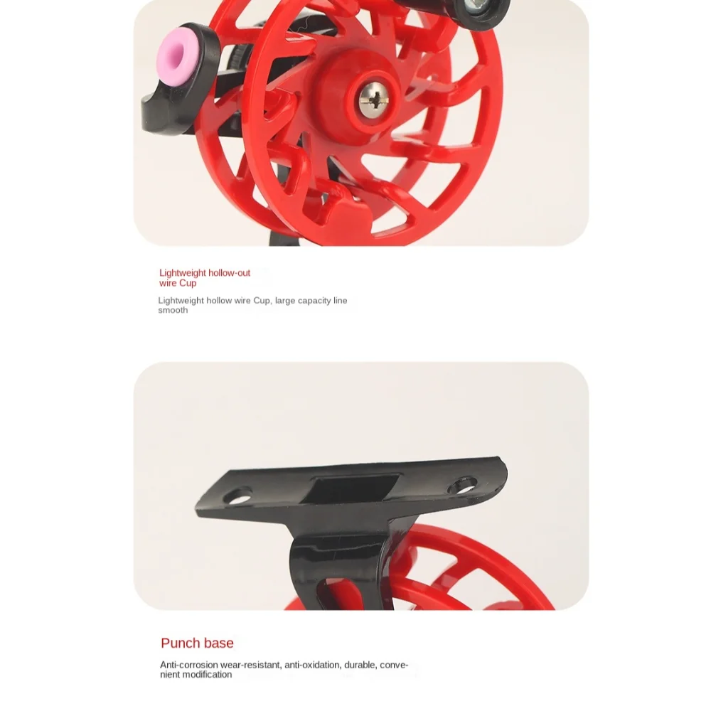 Carrete de pesca en hielo, carrete de plástico, carrete de pesca de fundición, aleación de aluminio, mango suave, frenado, carretes de fundición de cebo de Metal - imagen 2