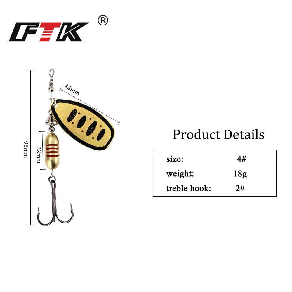 Señuelo de pesca giratorio con anzuelo triple, cebo Artificial duro de Metal, accesorios de pesca de Lucio, 18g - imagen 3