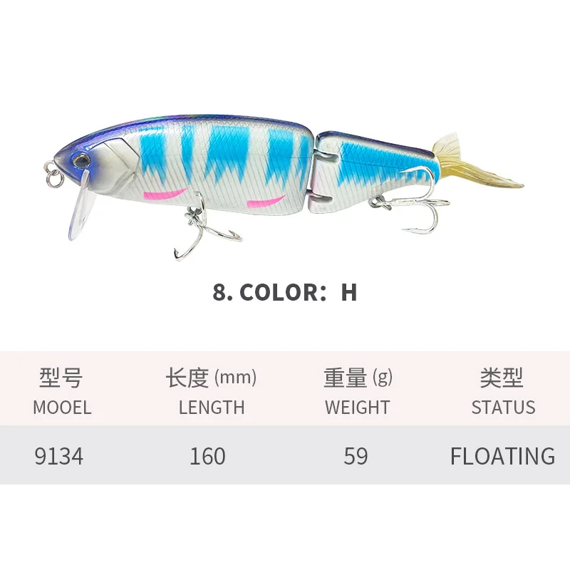 Cebo de plástico de varias secciones, cebo biomimético de 160mm/59g, cebo falso de Minotauro de dos secciones, gancho para ranura en sangre - imagen 5