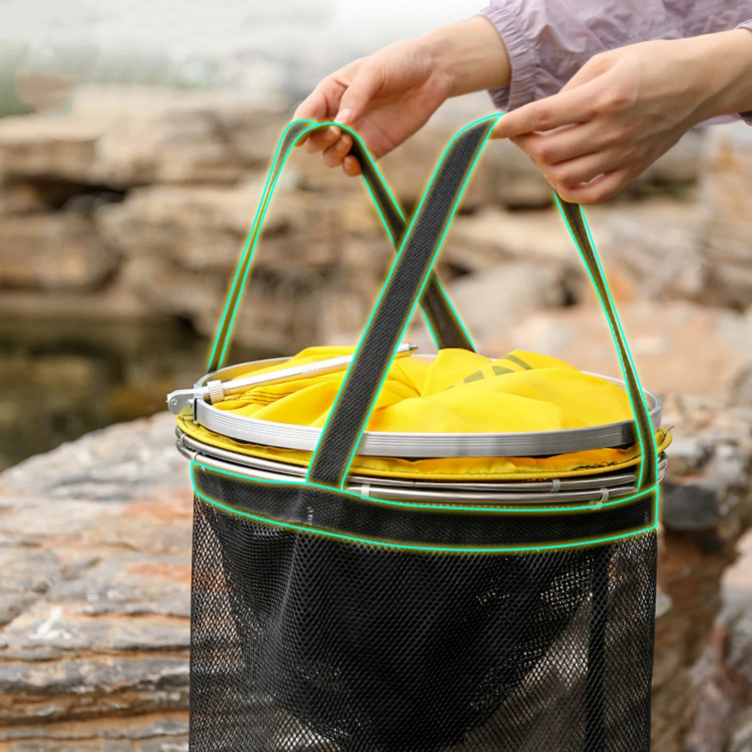 Cubo de pesca portátil de secado rápido, bolsa para peces vivos, bolsa larga duradera, red de pesca para carpa, cruciana, cabezona, Tilapia, Bream, lubina - imagen 3