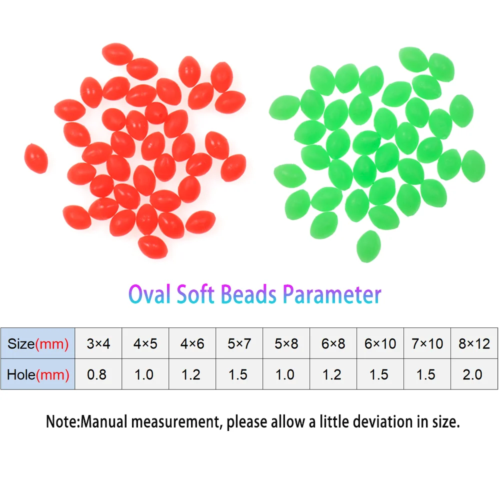 LIONRIVER 100 Uds cuentas luminosas frijoles espaciales de pesca bolas flotantes de goma suave ovaladas luz brillante para accesorios de pesca al aire libre - imagen 2