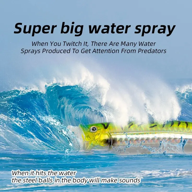 Señuelo de pesca Popper Topwater, 1 unidad, 100mm, 21g, cebo Popper con revestimiento láser, ojos de pez 3D con anzuelos afilados para lubina, trucha, Lucio, Wobblers - imagen 4