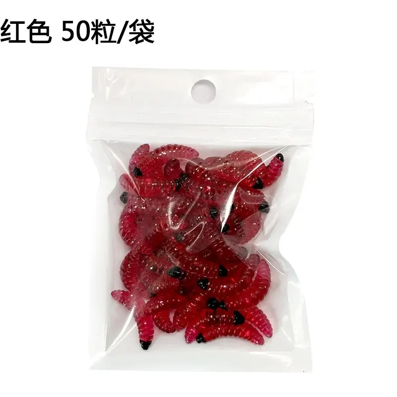 Señuelo de pesca BURLE, gusano, larva, amarillo, realista, señuelo de pesca biónico, pan, insecto, señuelo de pesca suave, anzuelos, olor, gusanos, brillo - imagen 5