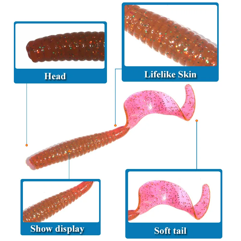 5/10 Uds nueva cebo de cola rizada para peces 4,2g 8cm señuelo de pesca suave Wobblers cebo Artificial de silicona larva señuelos de gusanos cebo de simulación - imagen 4