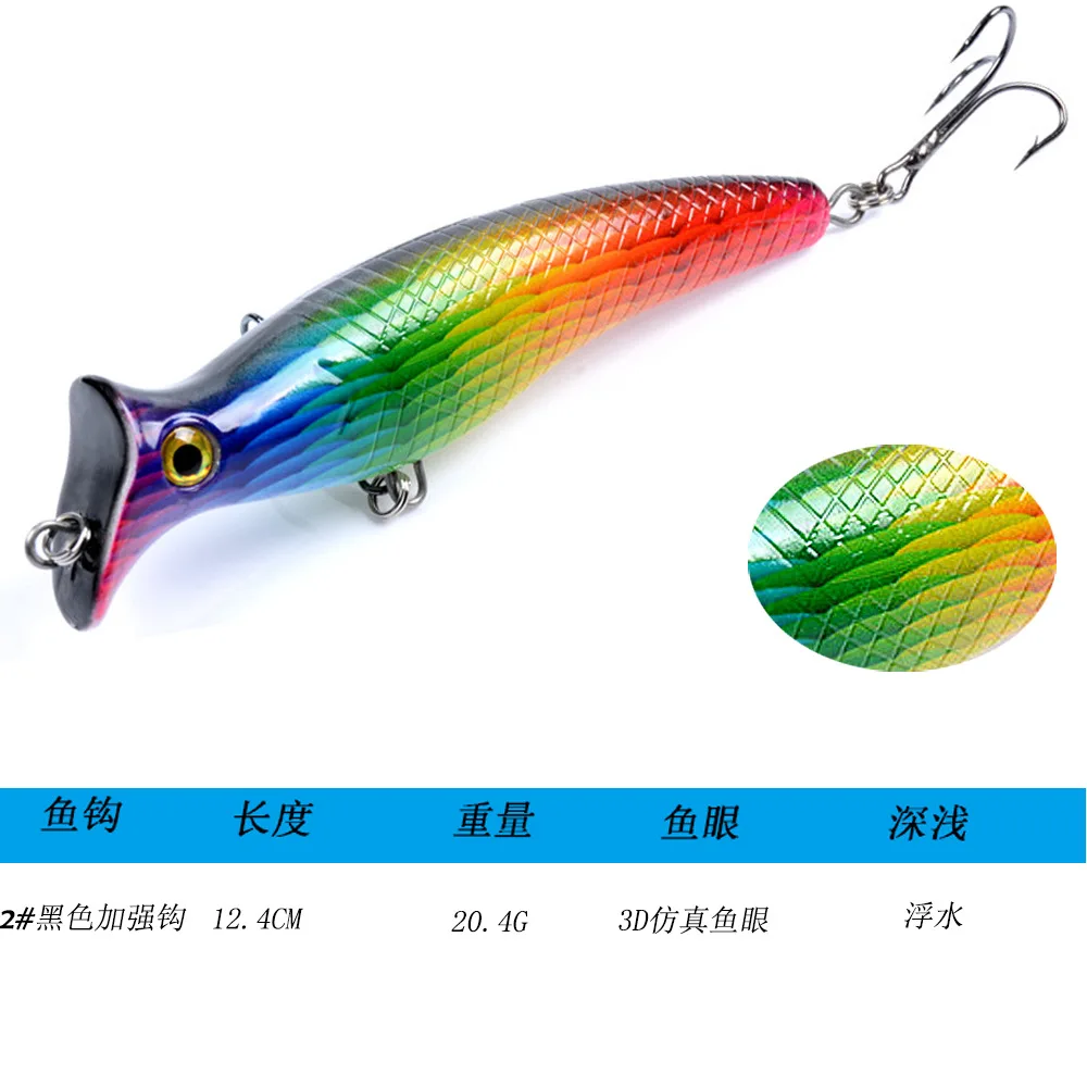 Luya-cebos pintados de 12,4 cm/20,4g, cebos biónicos de escalada en superficie, para matar agua dulce marina - imagen 3