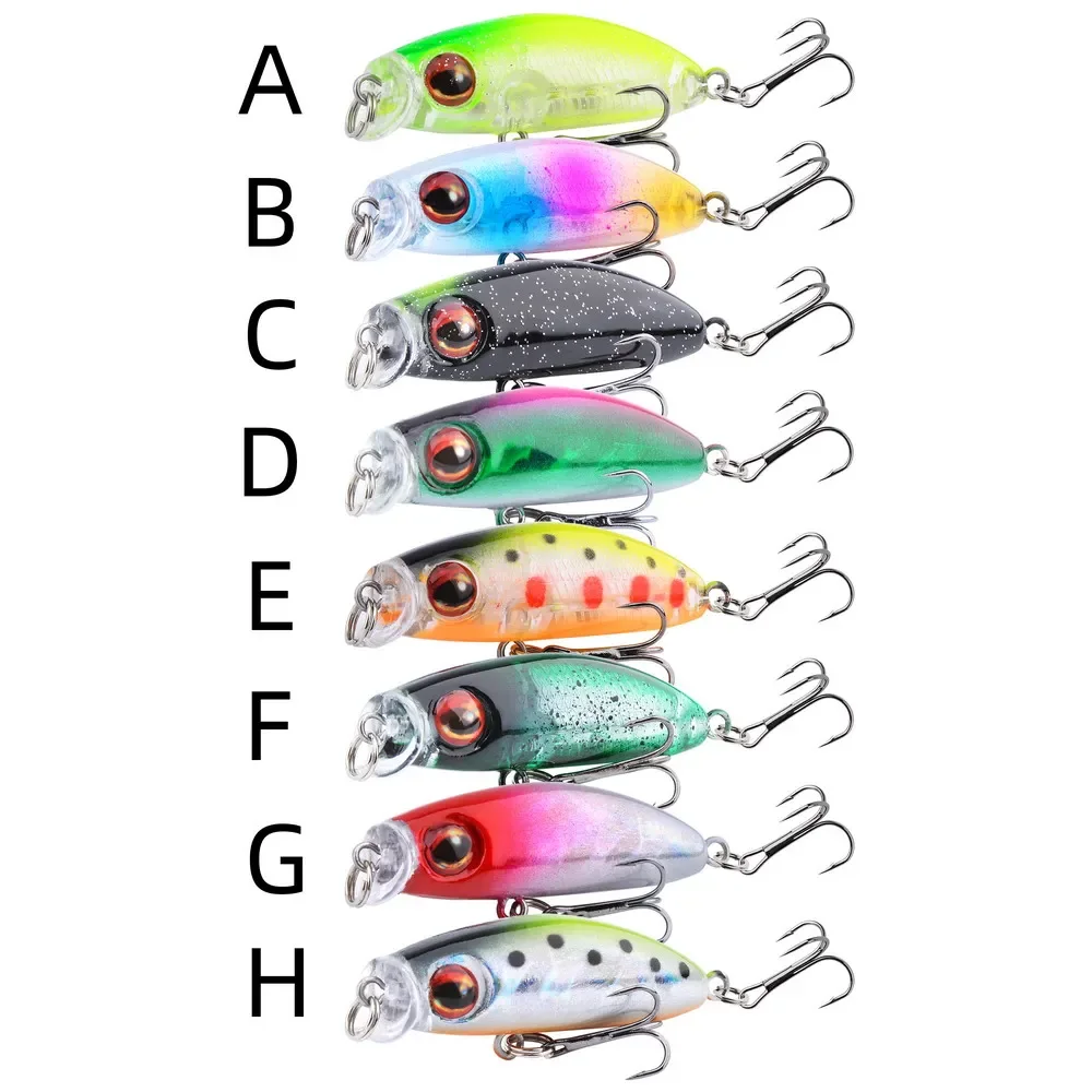 8 Uds Mini Señuelos de Pesca Minnow hundimiento lento 4,1 cm 2,9g Wobbler cebo duro de plástico Artificial para pesca de lubina en colores mezclados - imagen 3