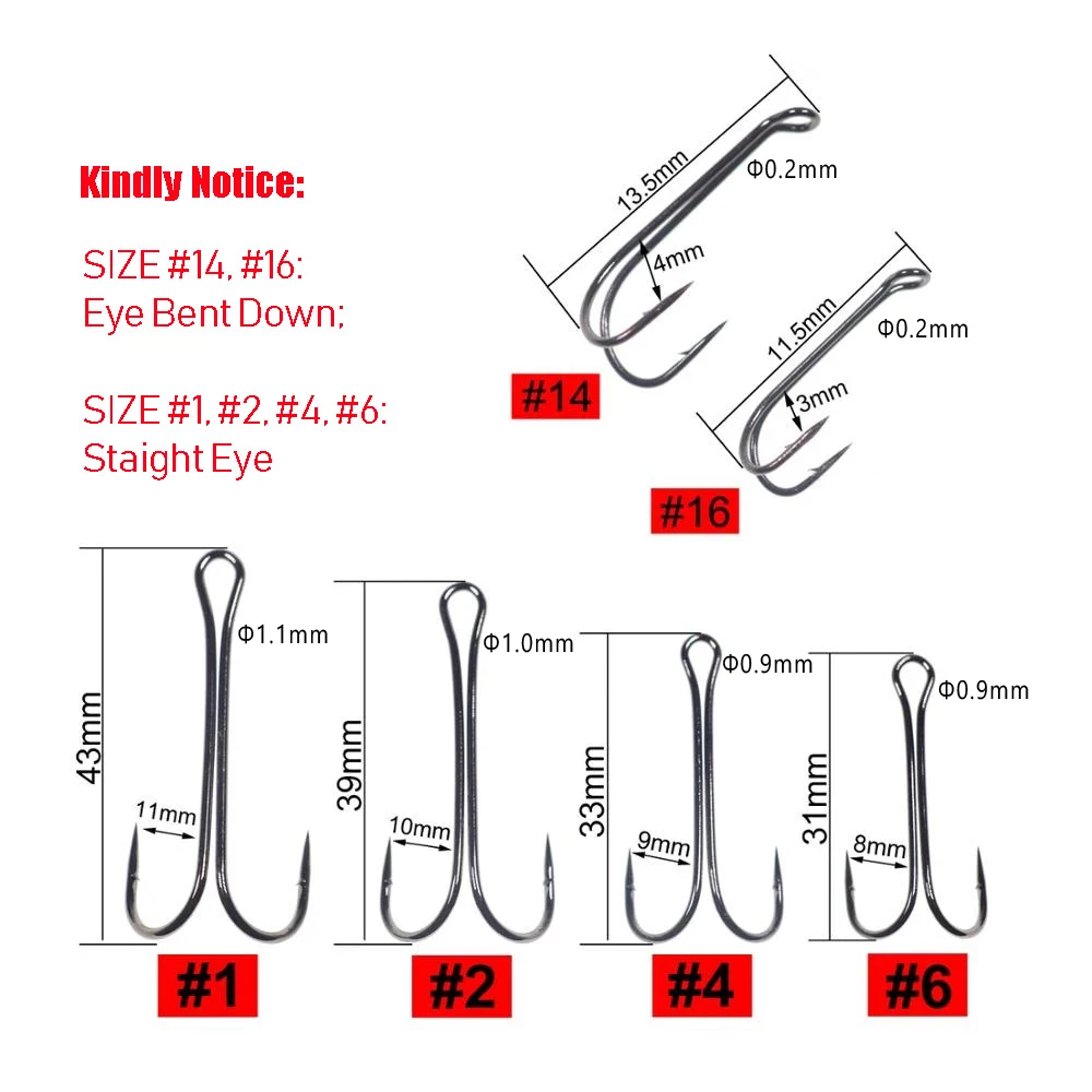 Wifreo-anzuelos dobles para pesca, gancho de mosca de acero de alto carbono para agua salada, alambre fuerte para salmón, #1 #2 #4 #6, 10 piezas - imagen 2